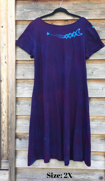 Deep Purple Moondance - Short Sleeve Batik Dress - Batikwalla 
 - 6