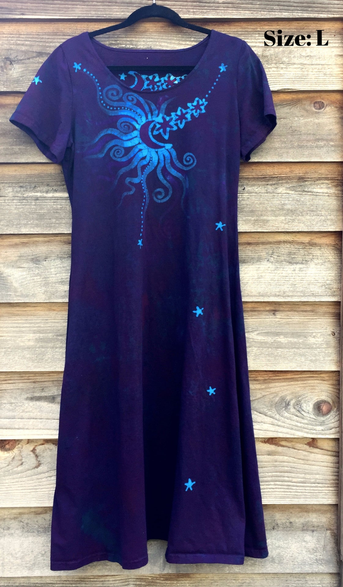 Deep Purple Moondance - Short Sleeve Batik Dress - Batikwalla 
 - 7