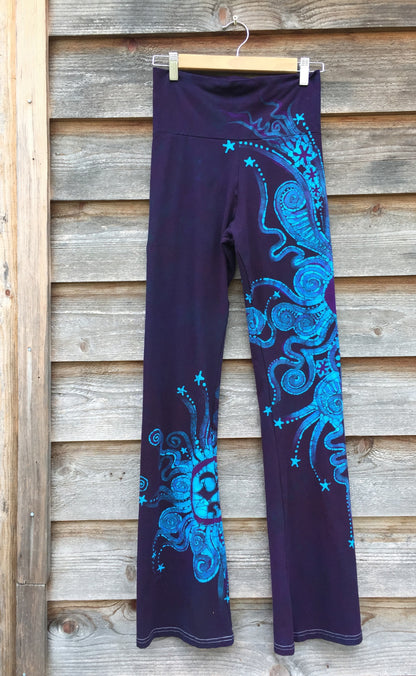Deep Blue and Purple Batik Yoga Pants - Size Large - Batikwalla 
 - 8