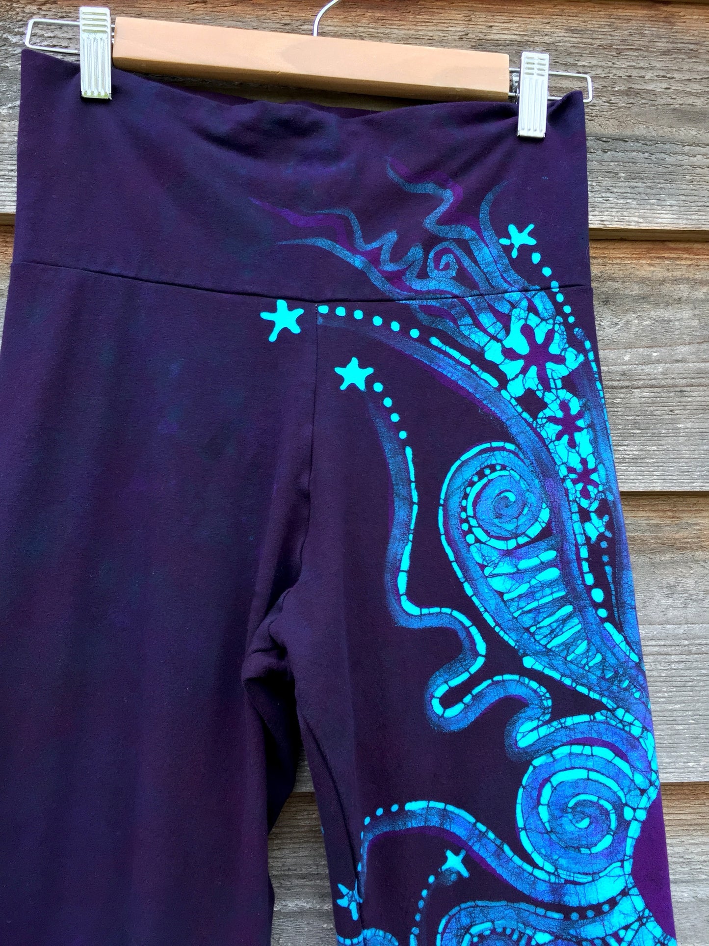 Deep Blue and Purple Batik Yoga Pants - Size Large - Batikwalla 
 - 9