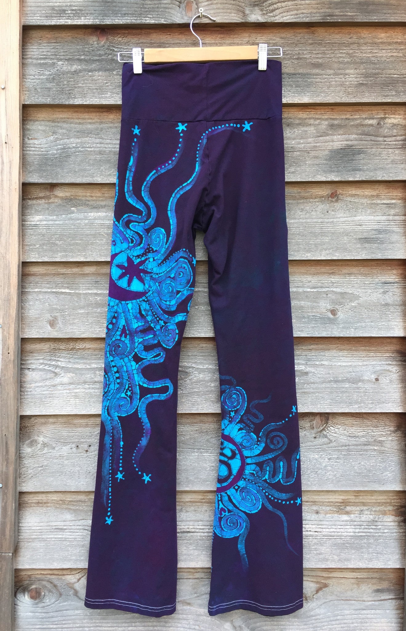 Deep Blue and Purple Batik Yoga Pants - Size Large - Batikwalla 
 - 10