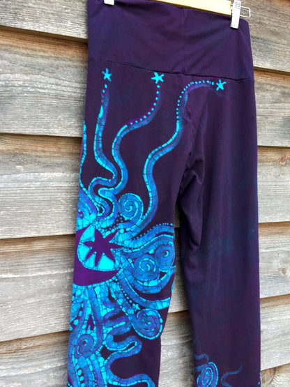 Deep Blue and Purple Batik Yoga Pants - Size Large - Batikwalla 
 - 11