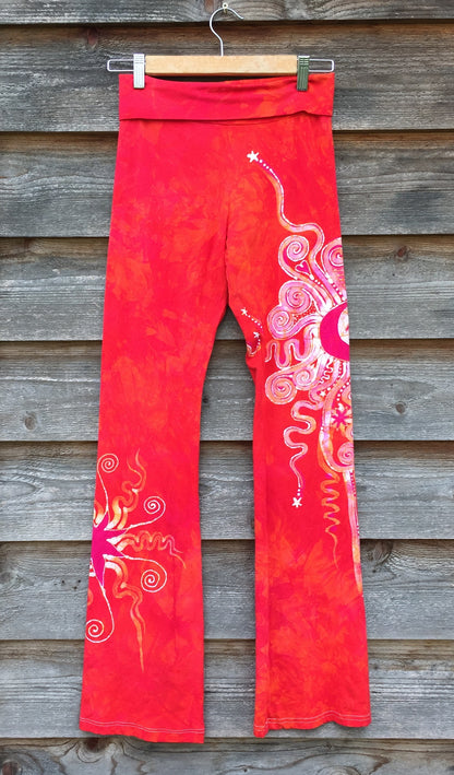 Brilliant Orange Batik Yoga Pants - Size Medium - Batikwalla 
 - 8