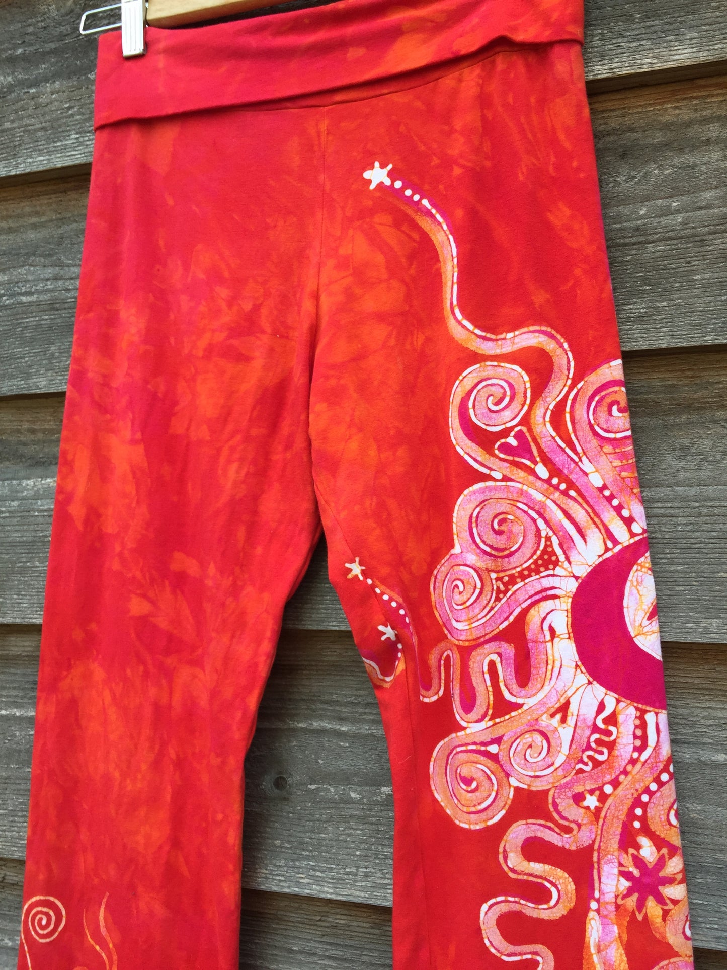 Brilliant Orange Batik Yoga Pants - Size Medium - Batikwalla 
 - 9