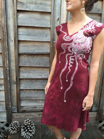 Red Rose in the Moonlight Organic Cotton Batik Dress - Slight Imperfection - Batikwalla 
 - 4