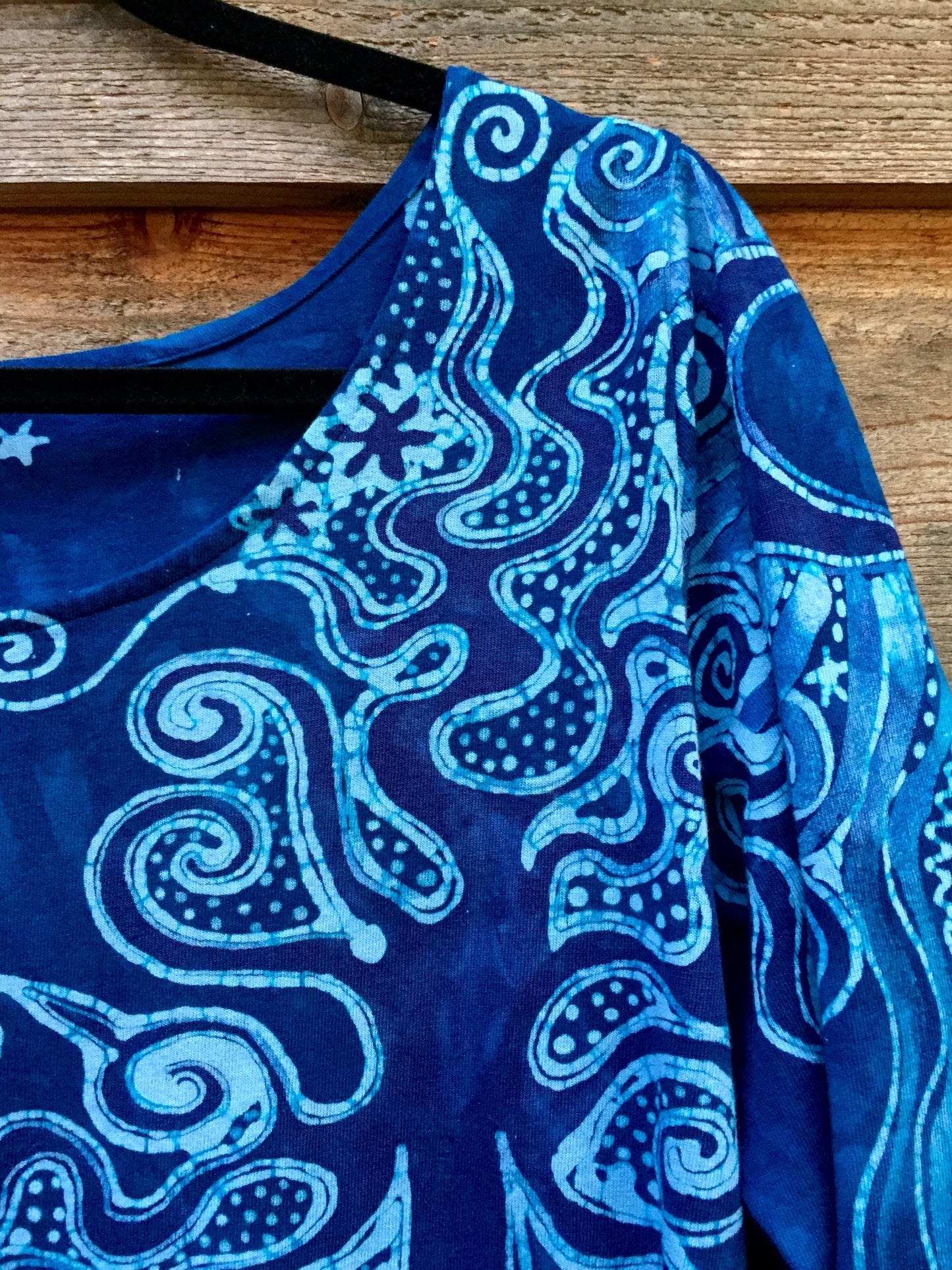 Blue Tree of Life Long Sleeve Batik Dress - Batikwalla 
 - 1