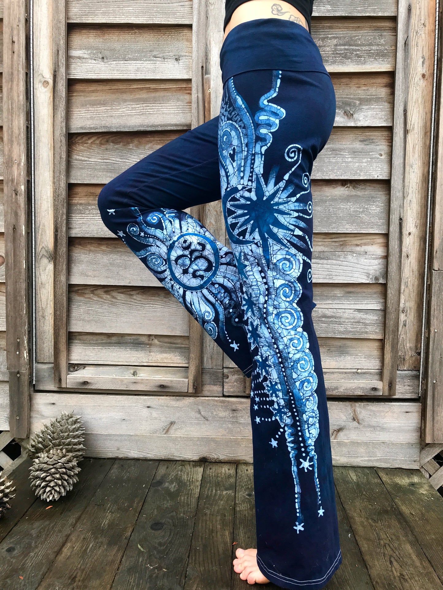 Sapphire Blue Om Handmade Batikwalla Stretchy Movement Pants
