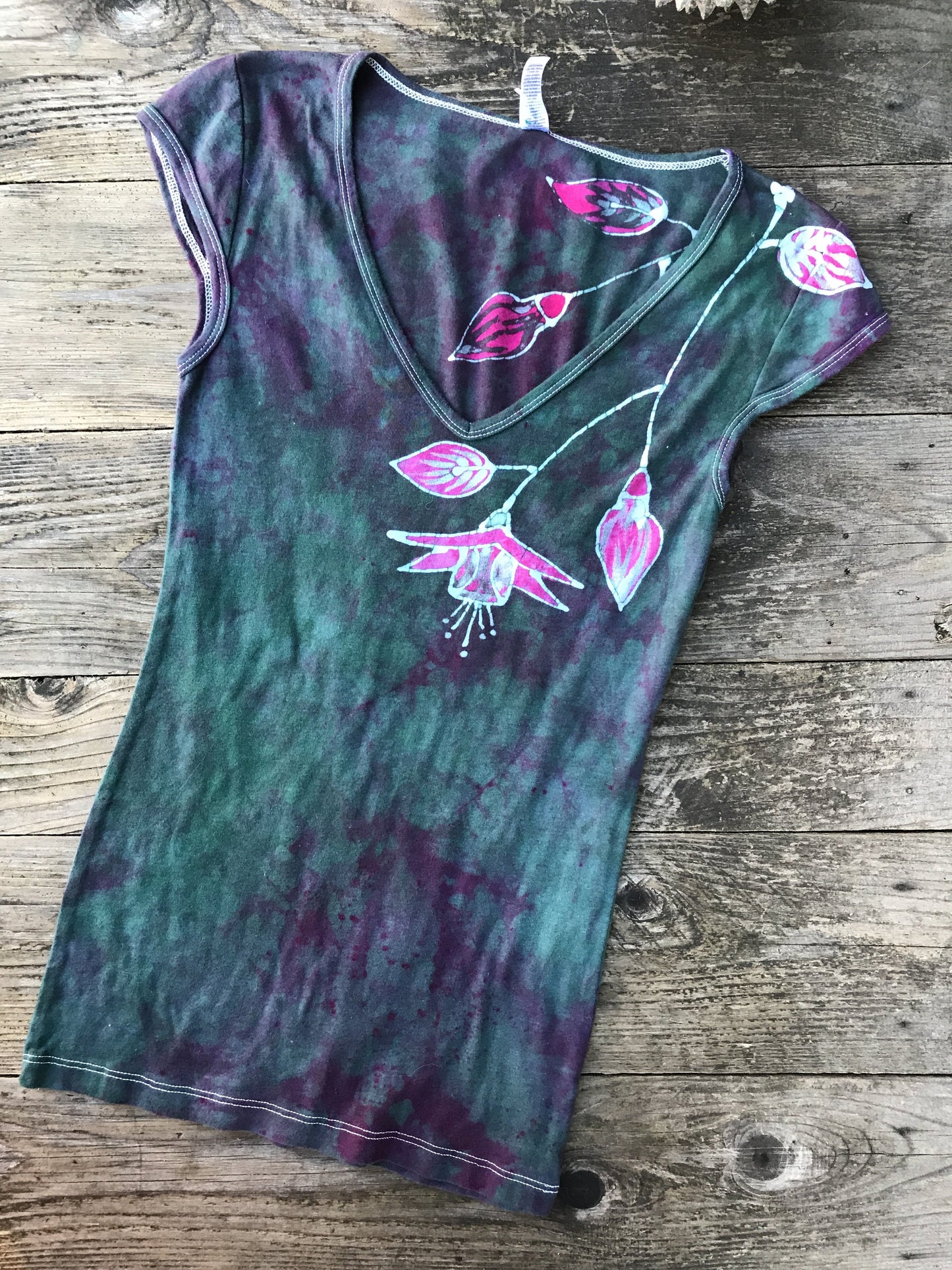 Fuchsias Are Beautiful And Bring Life Hand Painted Batik Stretchy Tee
