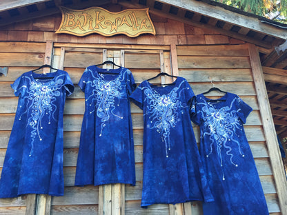 Periwinkle Moon Burst - Short Sleeve Batik Dress - Batikwalla 
 - 5