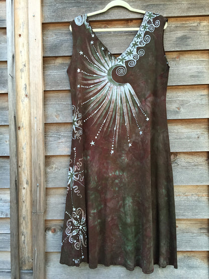 Moonlight Moss Tree of Life Organic Cotton Batik Dress - Batikwalla 
 - 5