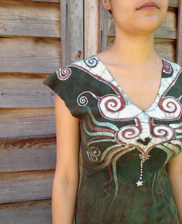 Cosmic Sage Heart Organic Cotton Batik Dress - Batikwalla 
 - 1