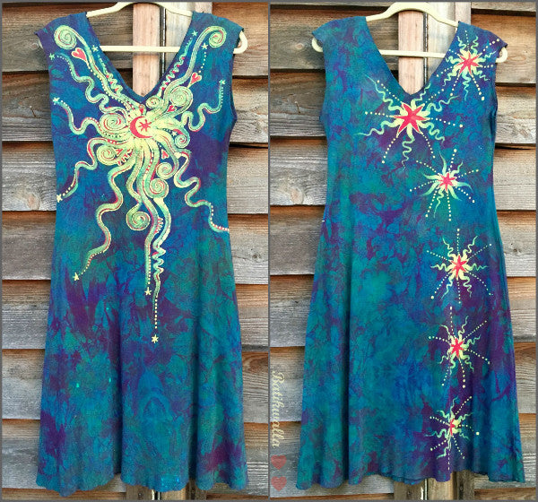Sunrise Moon Star Organic Cotton Batik Dress - Batikwalla 
 - 6