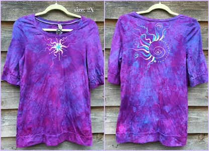 Light Purple and Turquoise Star Sale Basket Top - Batikwalla 
 - 4