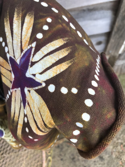 Mystic Mountain Sunrise Hand Painted Organic Cotton Fleece Batik Scarf