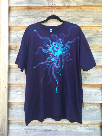Deep Blue and Purple Nebula Handmade Batik Tshirt - Batikwalla 
 - 2