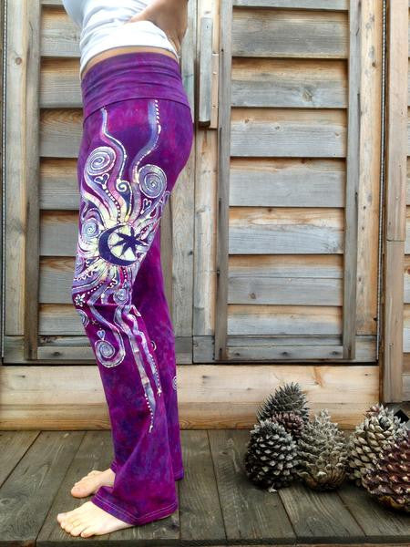 Berry Contrary Handmade Batik Yoga Pants - Size 2X - Batikwalla 
 - 6