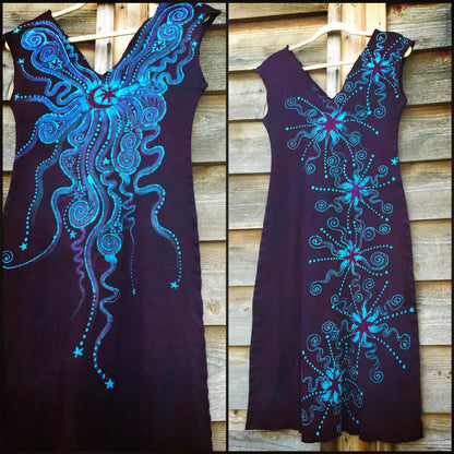 Deep Blue and Purple Organic Cotton Batik Dress - Batikwalla 
 - 2