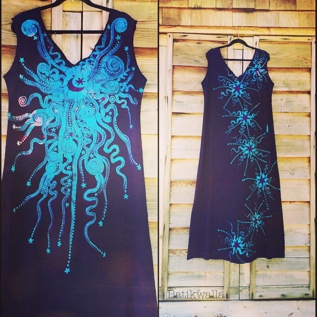 Deep Blue and Purple Organic Cotton Batik Dress - Batikwalla 
 - 9