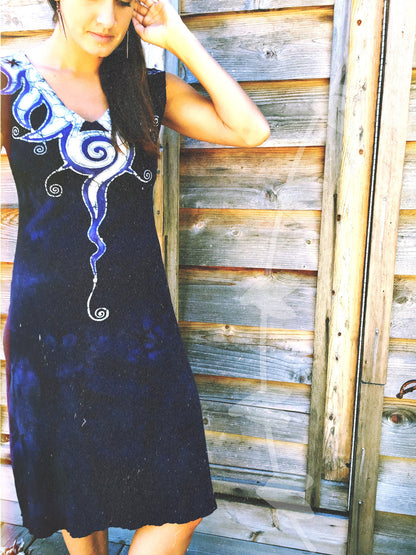 Midnight Blue Angel Organic Cotton Batik Dress - Batikwalla 
 - 1