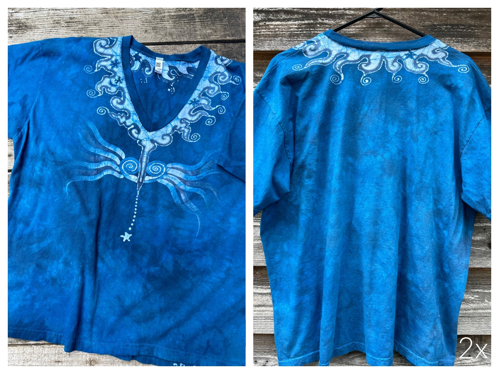 Blue Angel Batik Vneck Tshirt Tshirts batikwalla 2X 