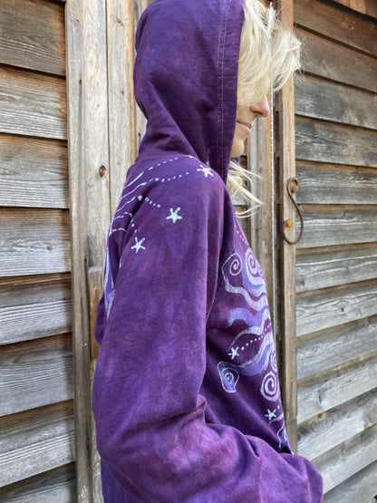 Magenta Magick Tree Of Life Pullover Batik Hoodie - Handcrafted In Organic Cotton hoodie batikwalla 