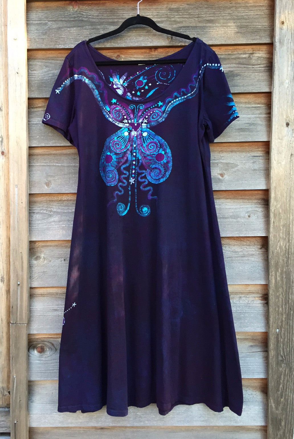 Midnight Magic Batik Butterfly - Short Sleeve Dress - Batikwalla 
 - 2