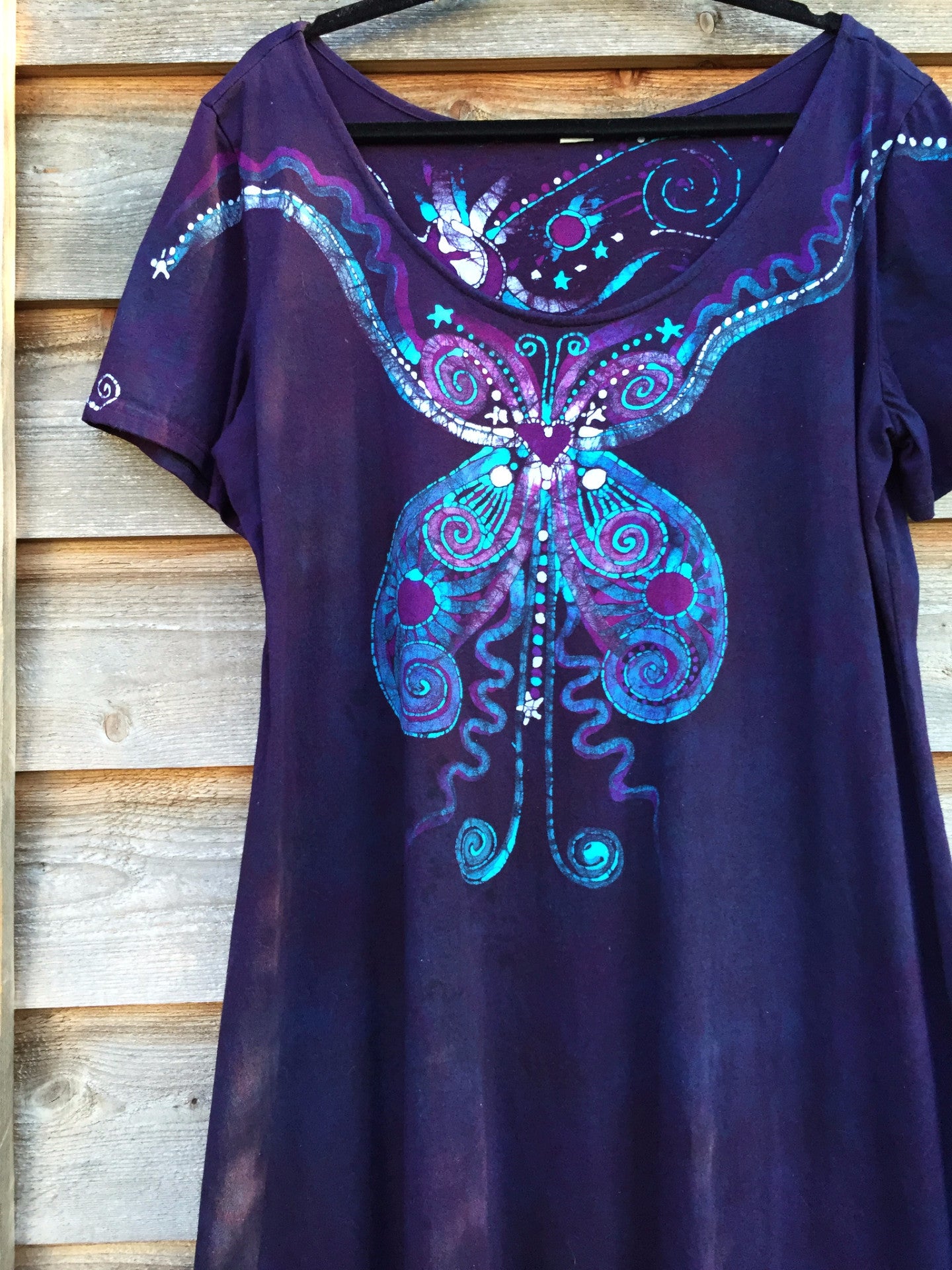 Midnight Magic Batik Butterfly - Short Sleeve Dress - Batikwalla 
 - 1