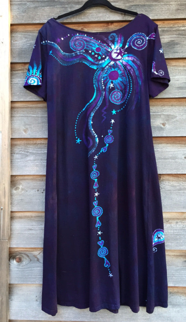 Midnight Magic Batik Butterfly - Short Sleeve Dress - Batikwalla 
 - 3