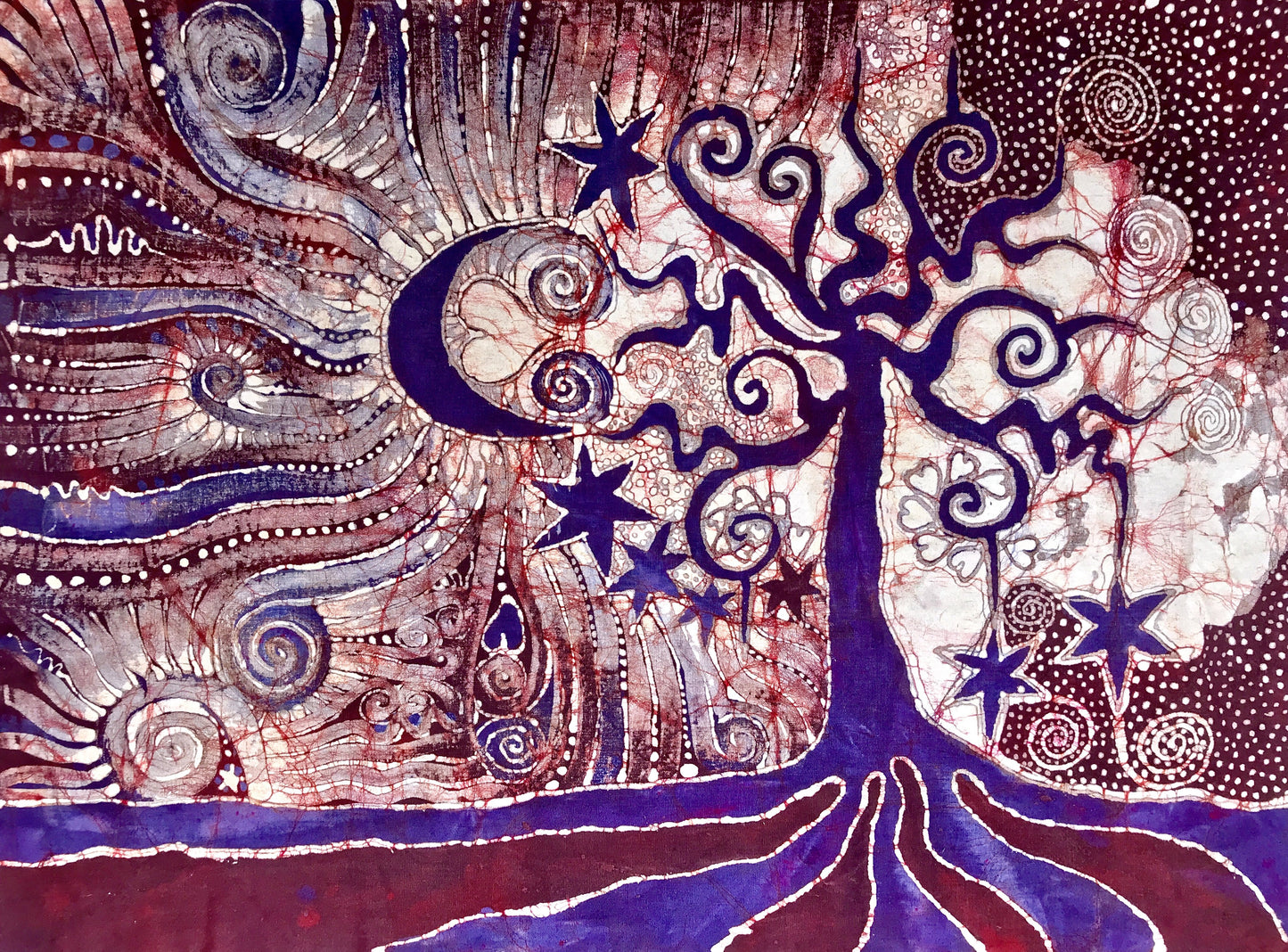 Tree Loves The Moon Batik Canvas Art Print Creative Ideas batikwalla 