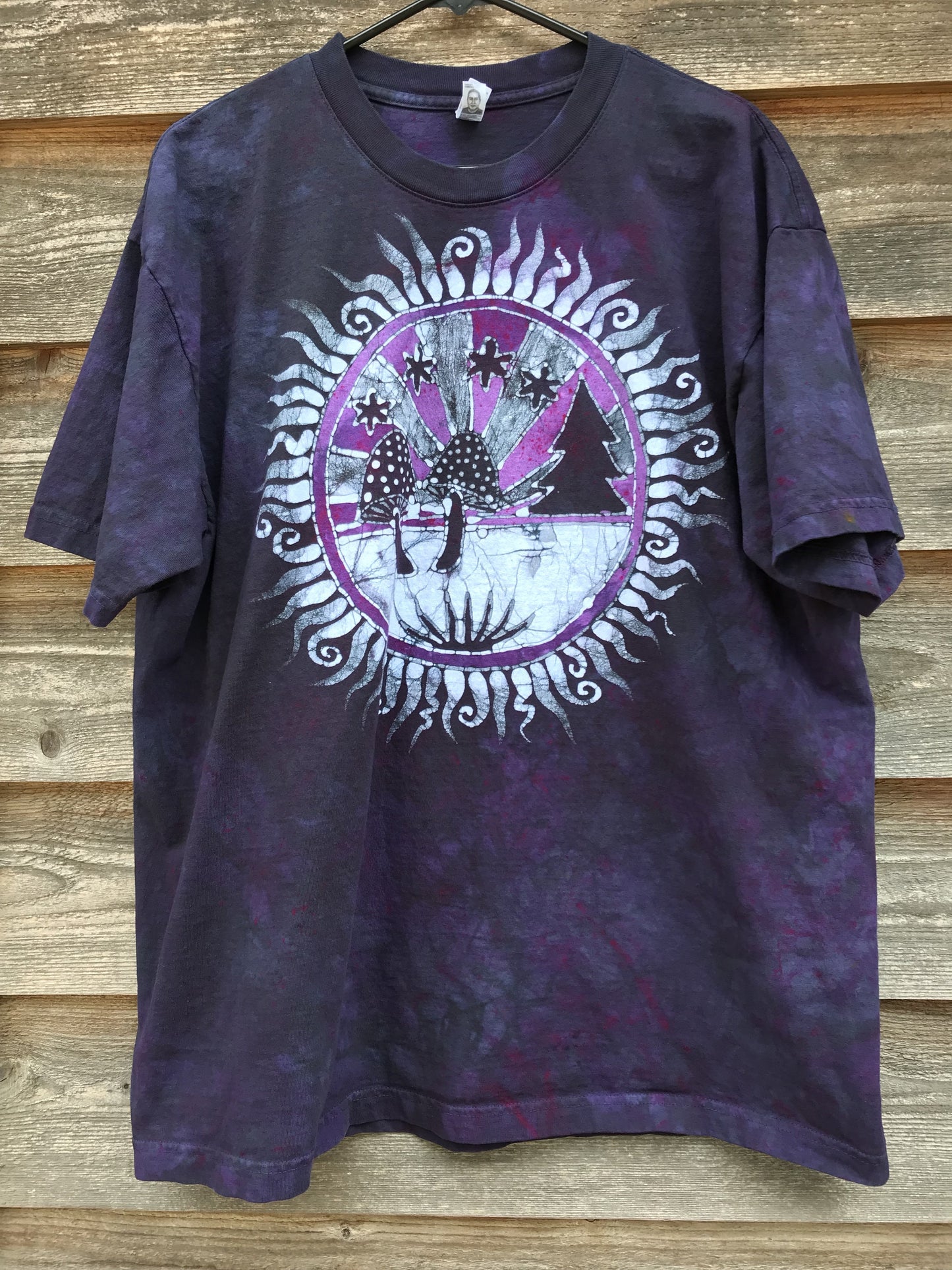 Sacred Psychedelic Forest Handmade Batikwalla Tshirt in Purple At Midnight - size XL ONLY tshirt batikwalla 