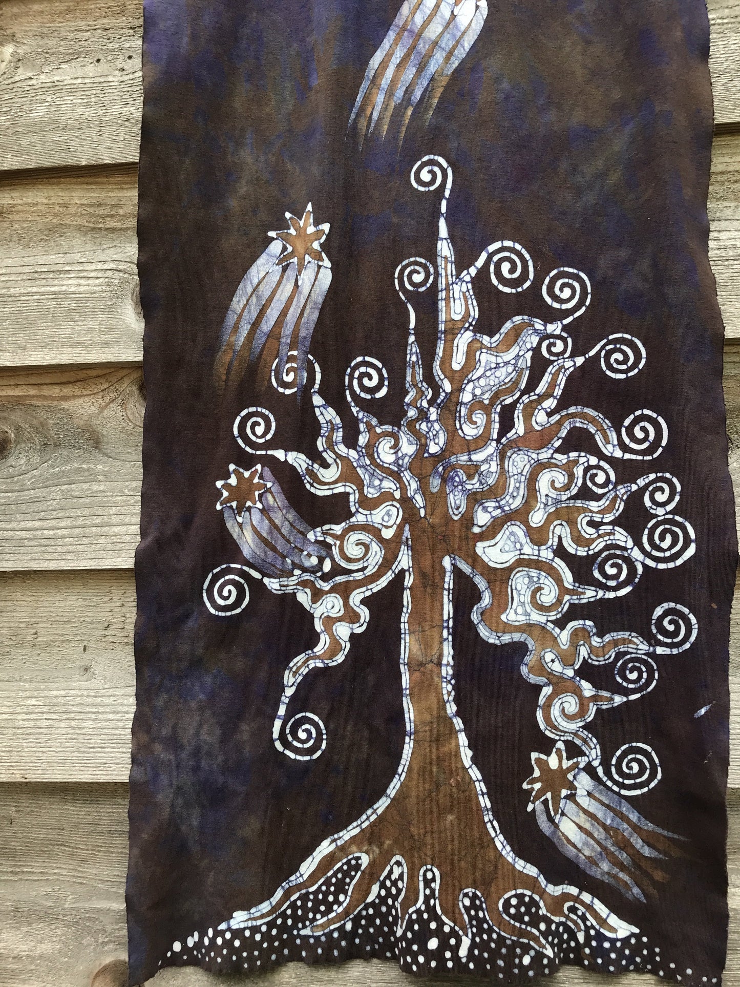 Wildwood Forest Hand Painted Organic Cotton Batik Scarf