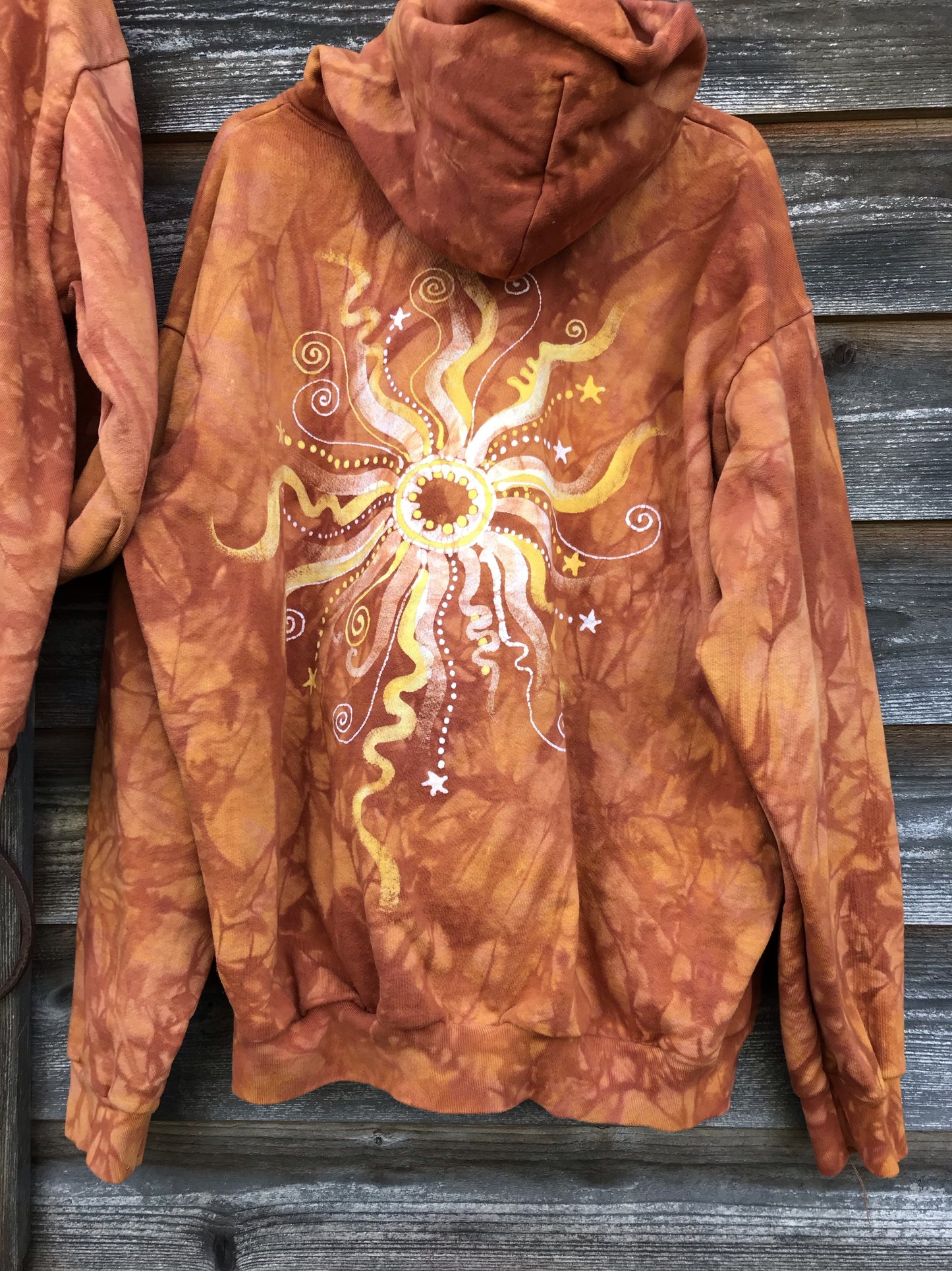 Orange Spice Sunset - Handcrafted Batik Pullover Hoodie hoodie batikwalla 