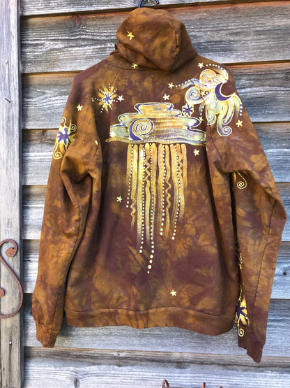 Golden Pockets Tree of Life Handmade Batik Hoodie - Size XL hoodie batikwalla 