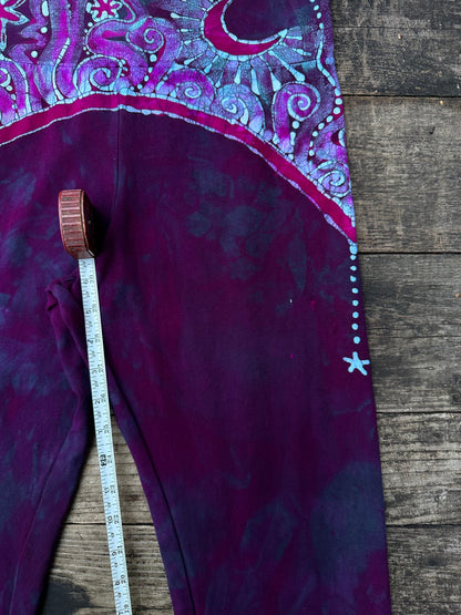 Teal and Magenta Moon Rainbow Stretchy Movement Pants - Size XL Yoga Pants batikwalla 