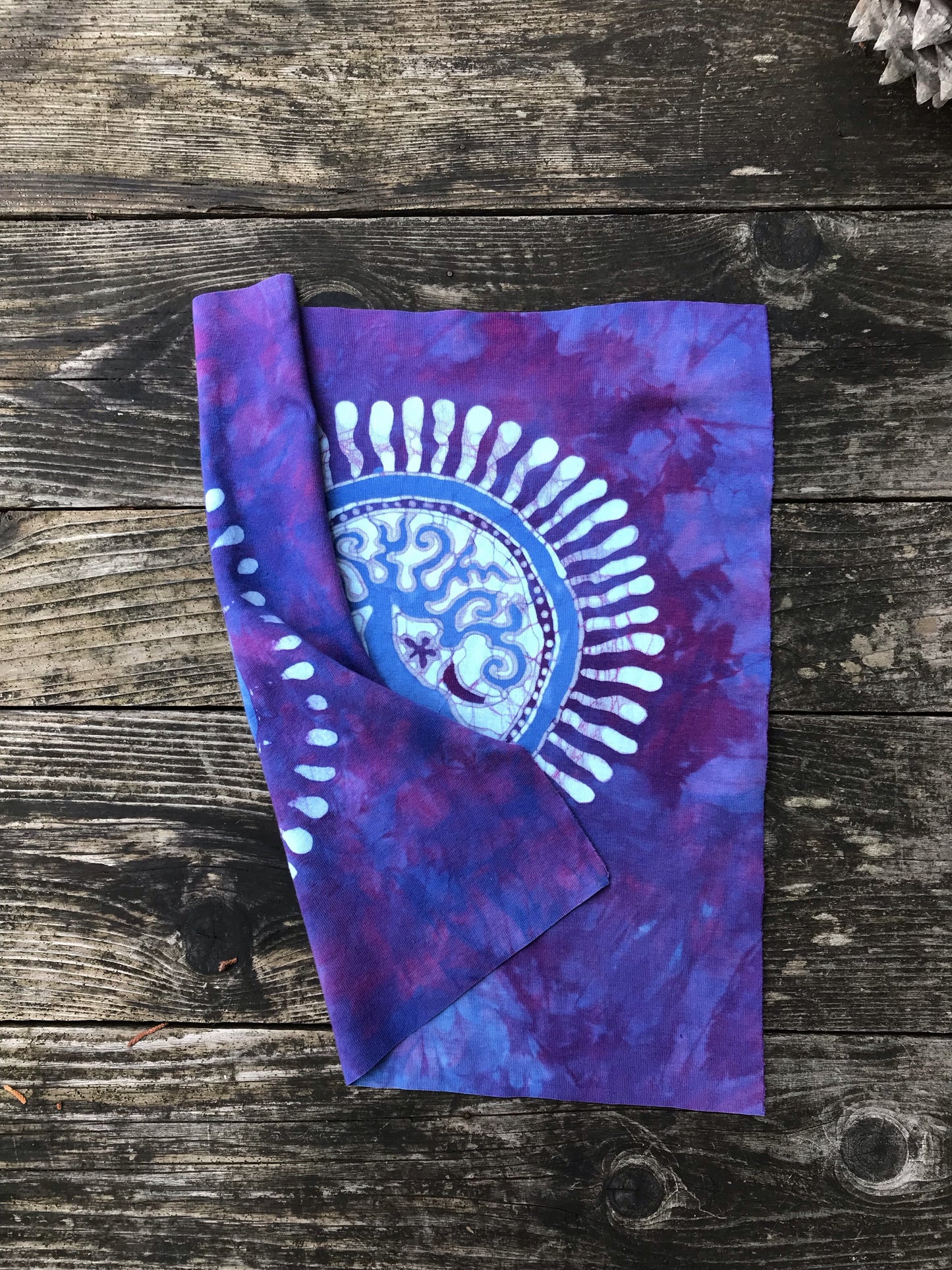 Hand Painted Batik Fabric Square - Tree of Life in Purple and Periwinkle Batikwalla by Victoria 
