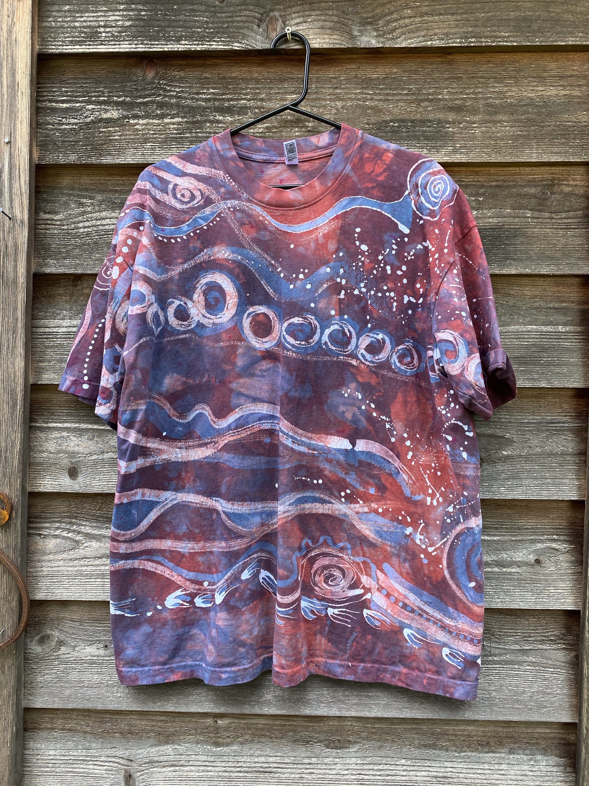 Earth and Sky Purely Intuitive Cotton Batik T-shirt - Size XL Tshirts batikwalla 