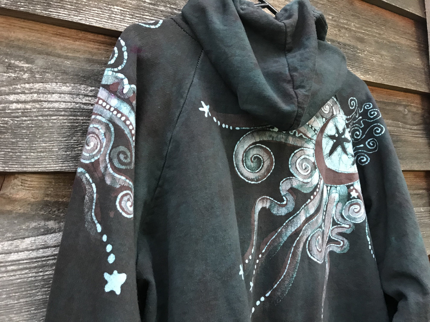 Desert Sage Moonlight Guides Us To The Forest Organic Cotton Batik Hoodie hoodie batikwalla 