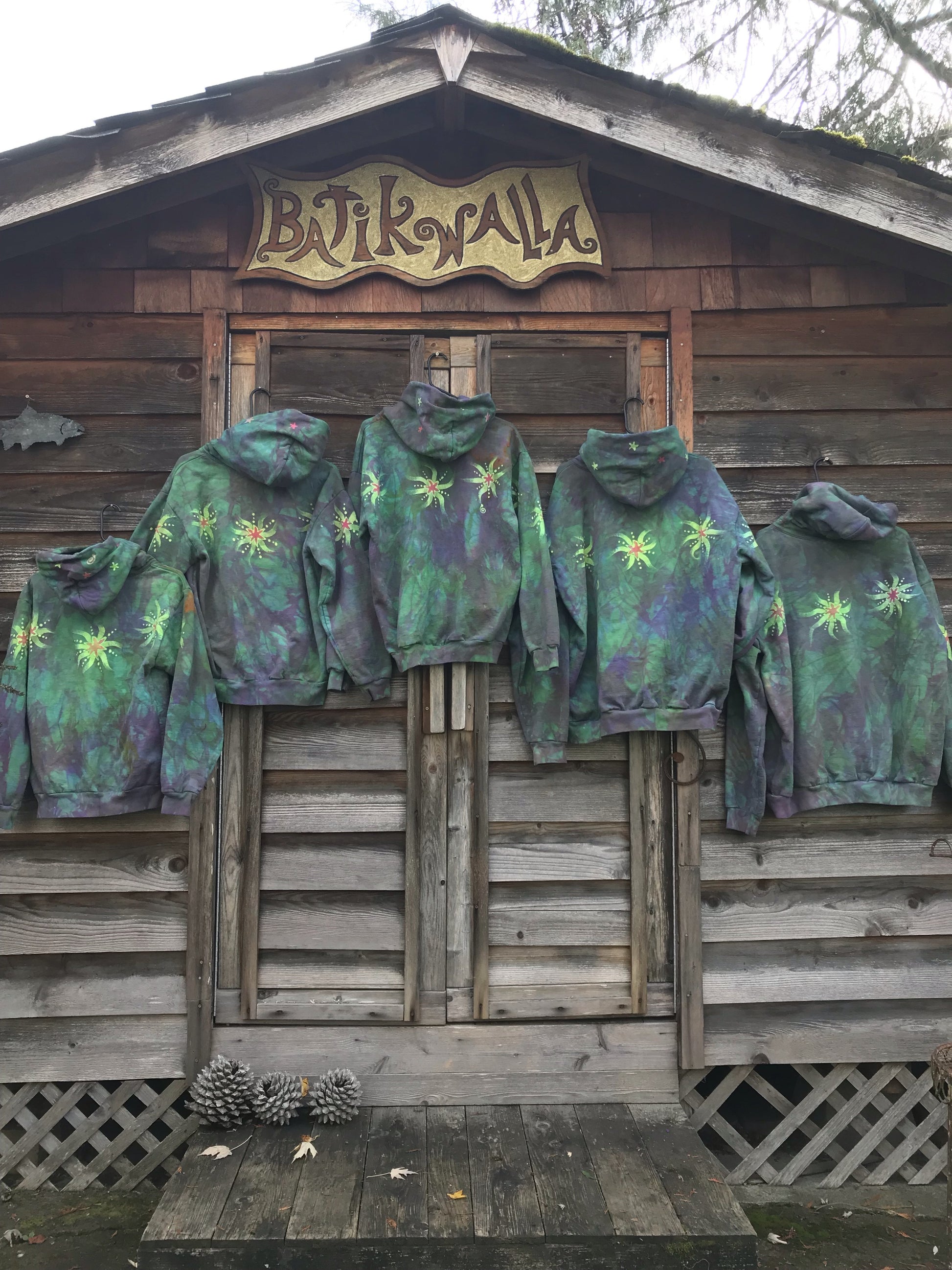 Sunrise Starburst in Sea Glass Green - Handcrafted Batik Pullover Hoodie hoodie batikwalla 