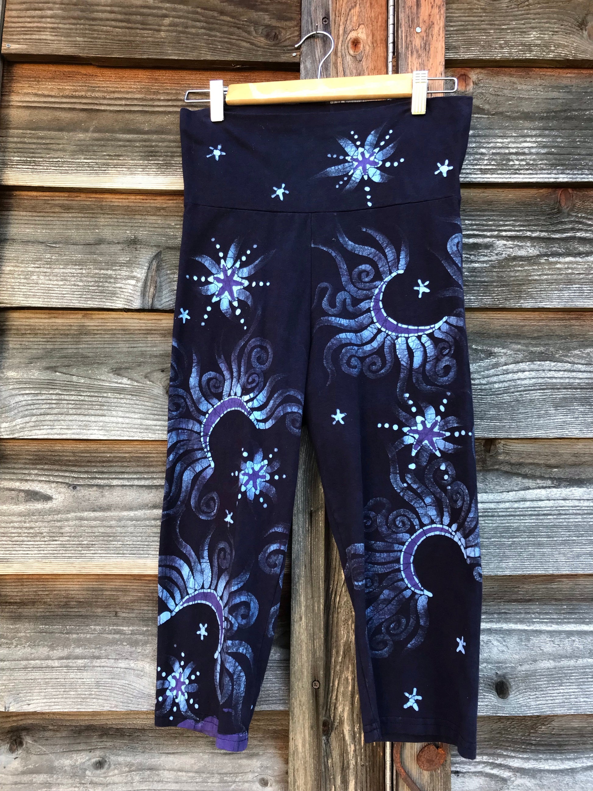 Midnight Moonfest Batik CAPRI Yoga Pants - Size Small ONLY leggings batikwalla 