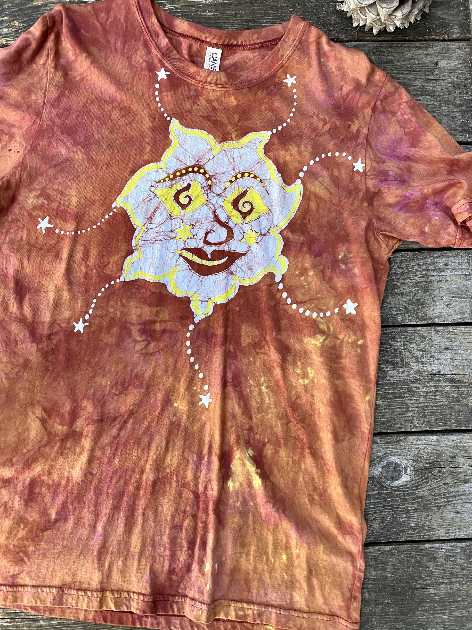 Sagacious Sun Sees Your Soul - Handmade Batik Tshirt - Size 2X Tshirts batikwalla 
