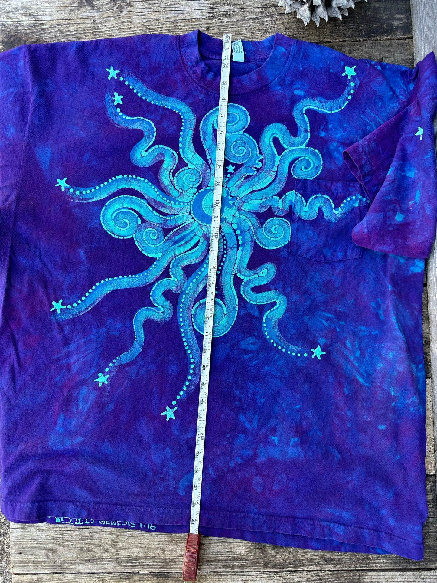 Aurora Borealis Handmade Batik Tshirt with Hidden Pocket tshirt batikwalla 