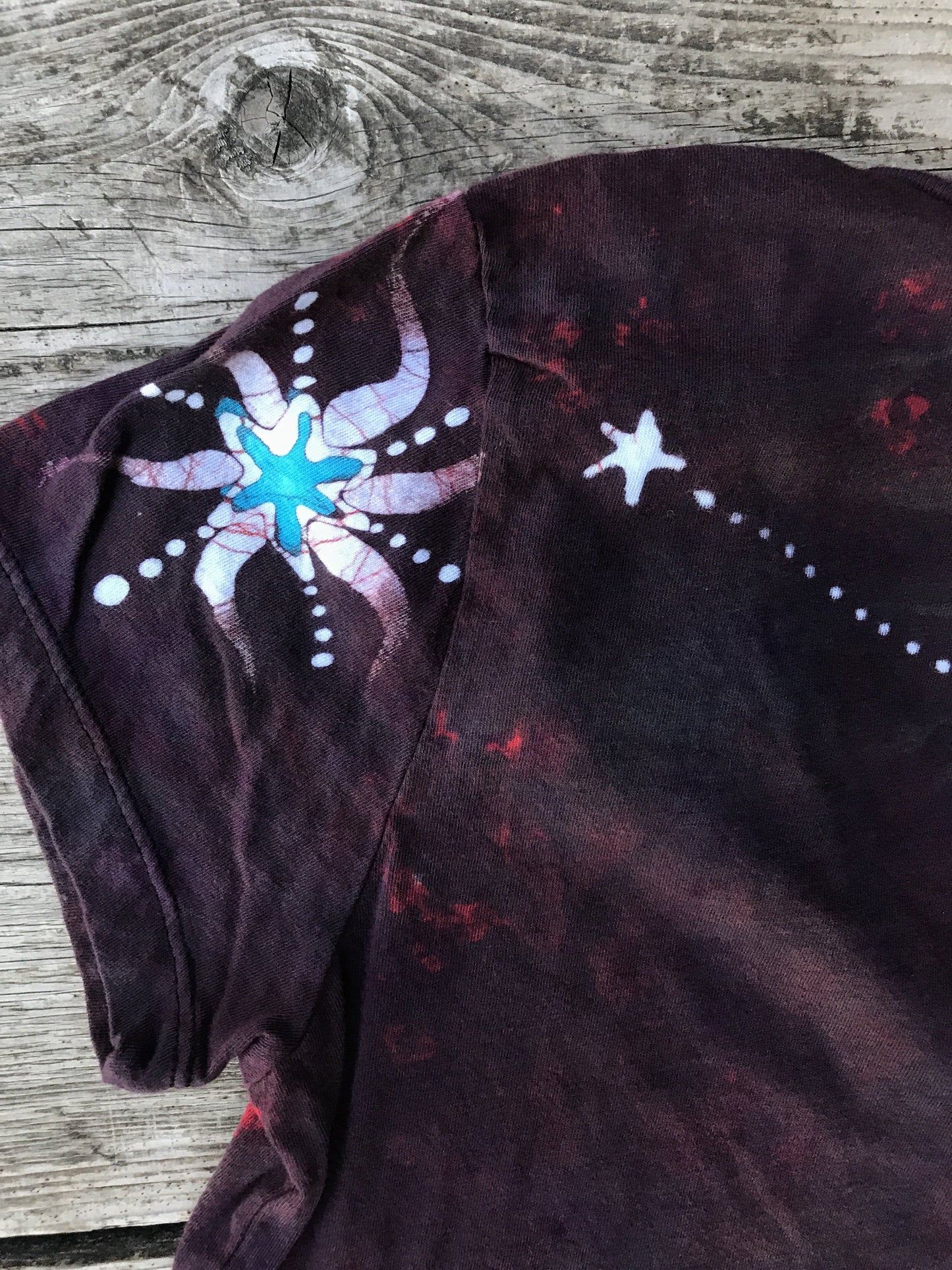 Rust and Turquoise Moon and Stars Hand Painted Tee