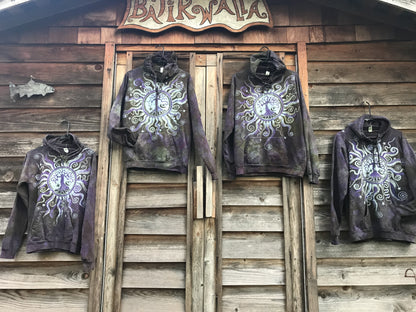 Sage Goddess Purple Tree Of Life Pullover Batik Hoodie - Handcrafted In Organic Cotton hoodie batikwalla 2X 