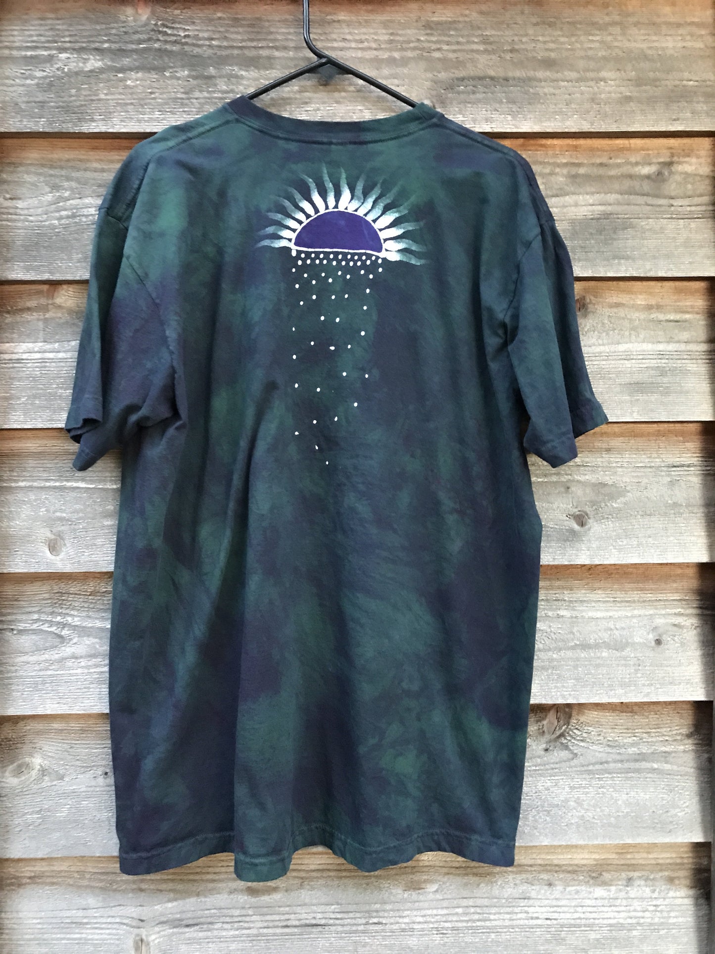 Solar Eclipse in Teal and Dark Purple Handmade Batikwalla Tshirt