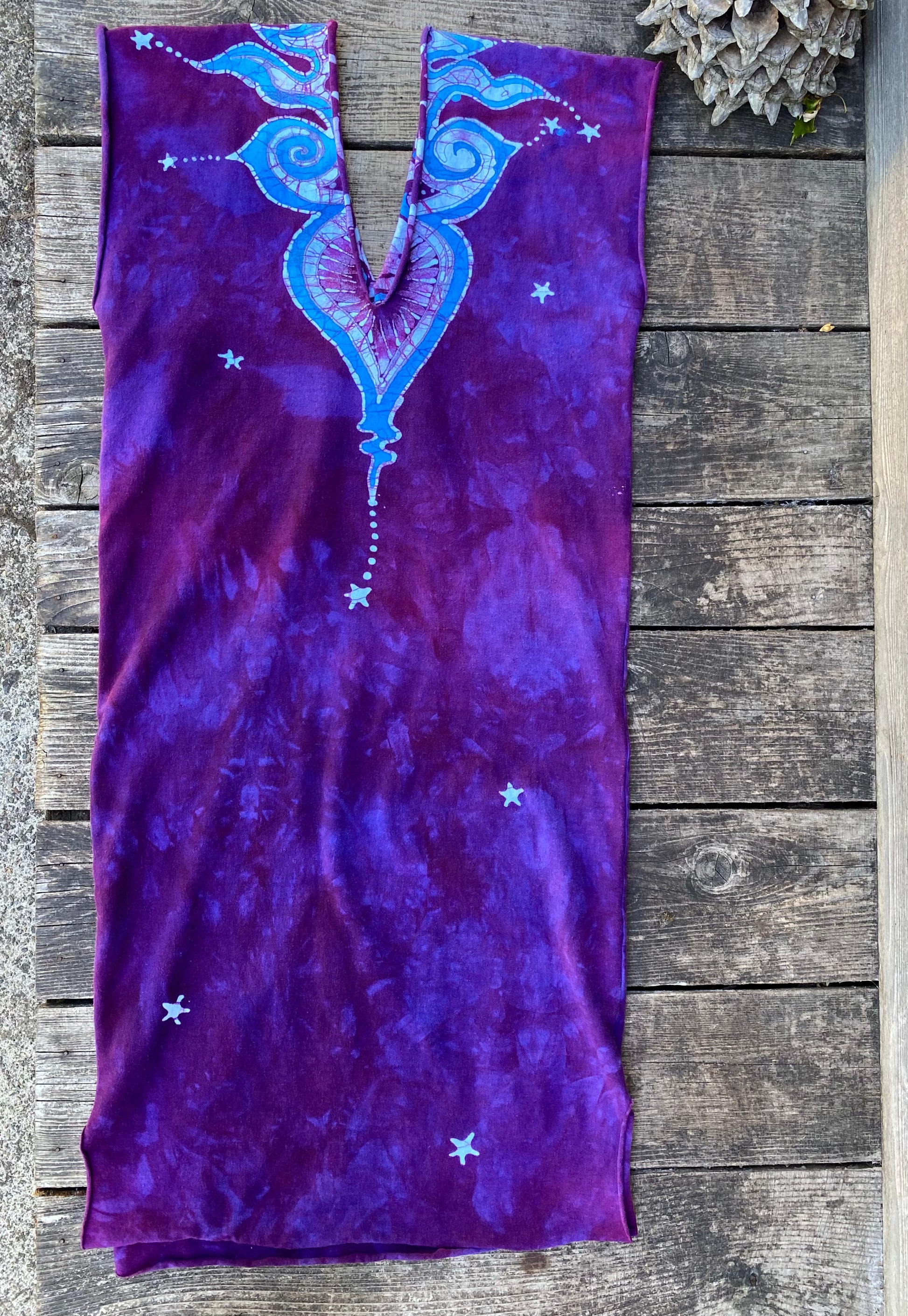 Purple Blue Cosmic Stretchy Hemp Tube Dress Batik Dresses Batikwalla 