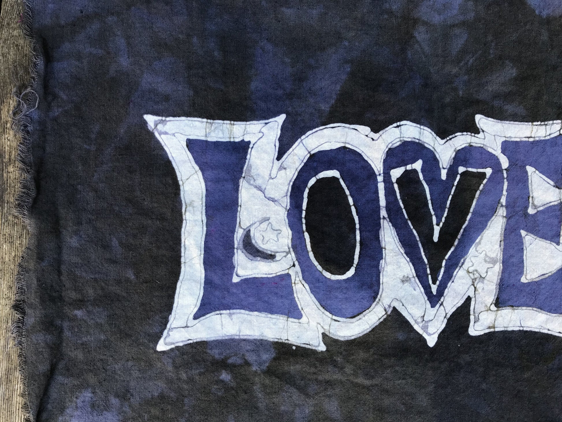 Love Batik Fabric - Dark Blue Sage Purple - 100% Woven Cotton Fabric scarf batikwalla 