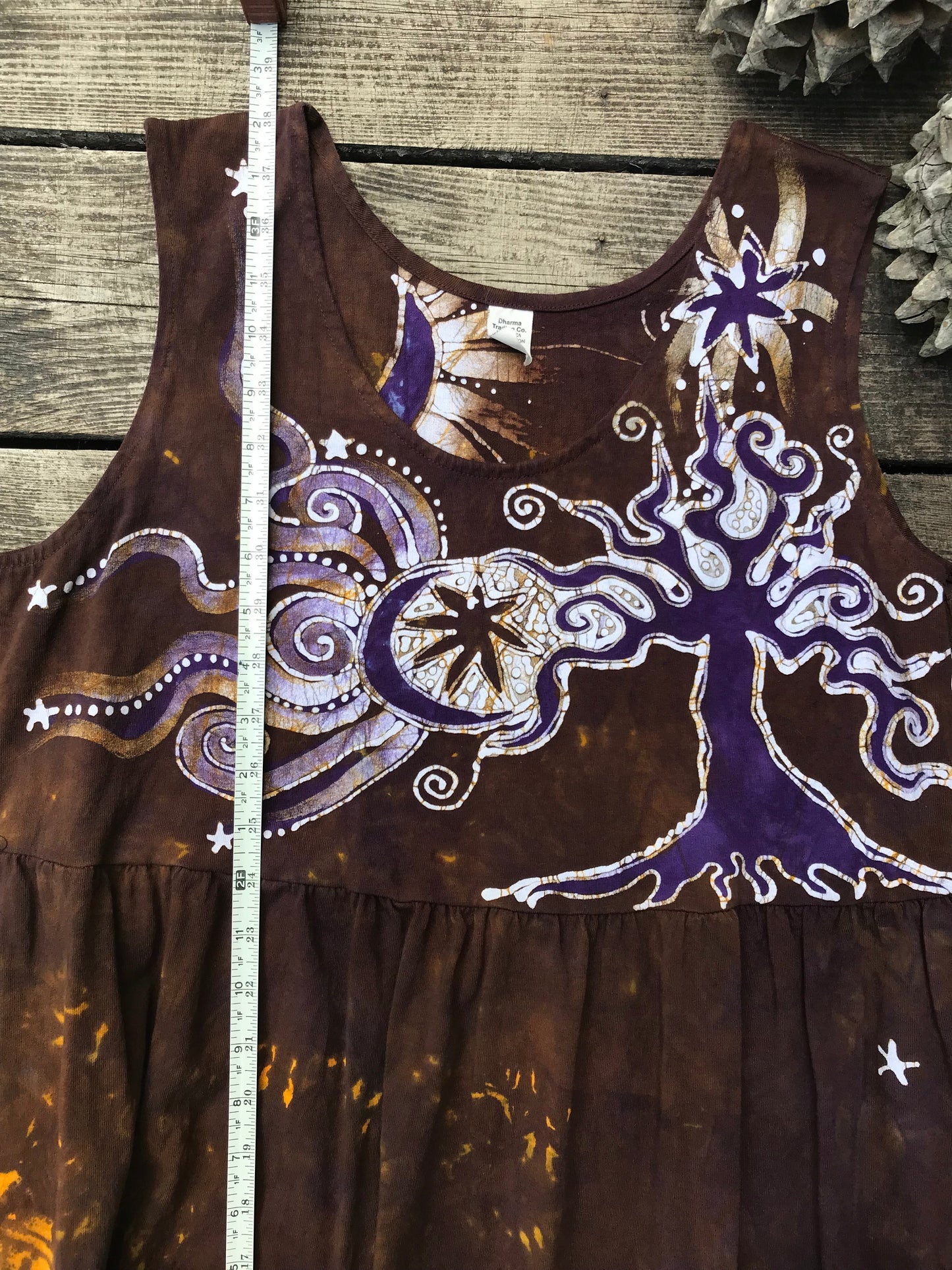 Golden Sun Purple Forest Farmer's Market Pocket Dress - Size Large Batik Dresses Batikwalla Large 