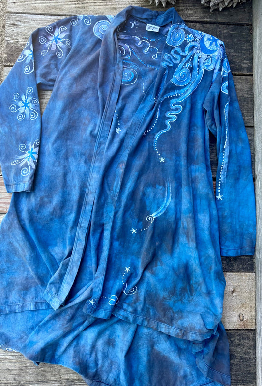 Denim Sky Blue Moonbeams Duster Cardigan Jacket Shirts & Tops Batikwalla by Victoria Small 