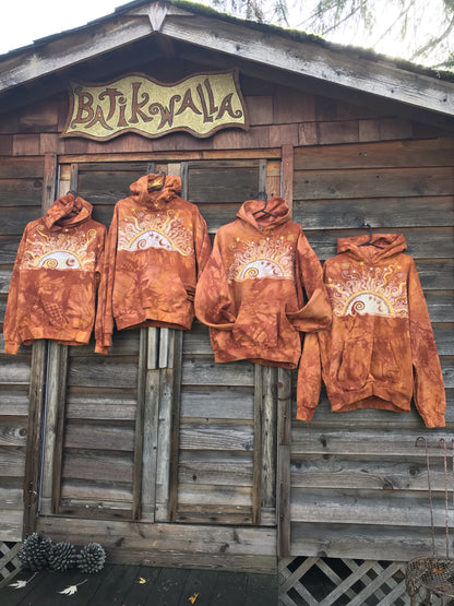 Orange Spice Sunset - Handcrafted Batik Pullover Hoodie hoodie batikwalla 