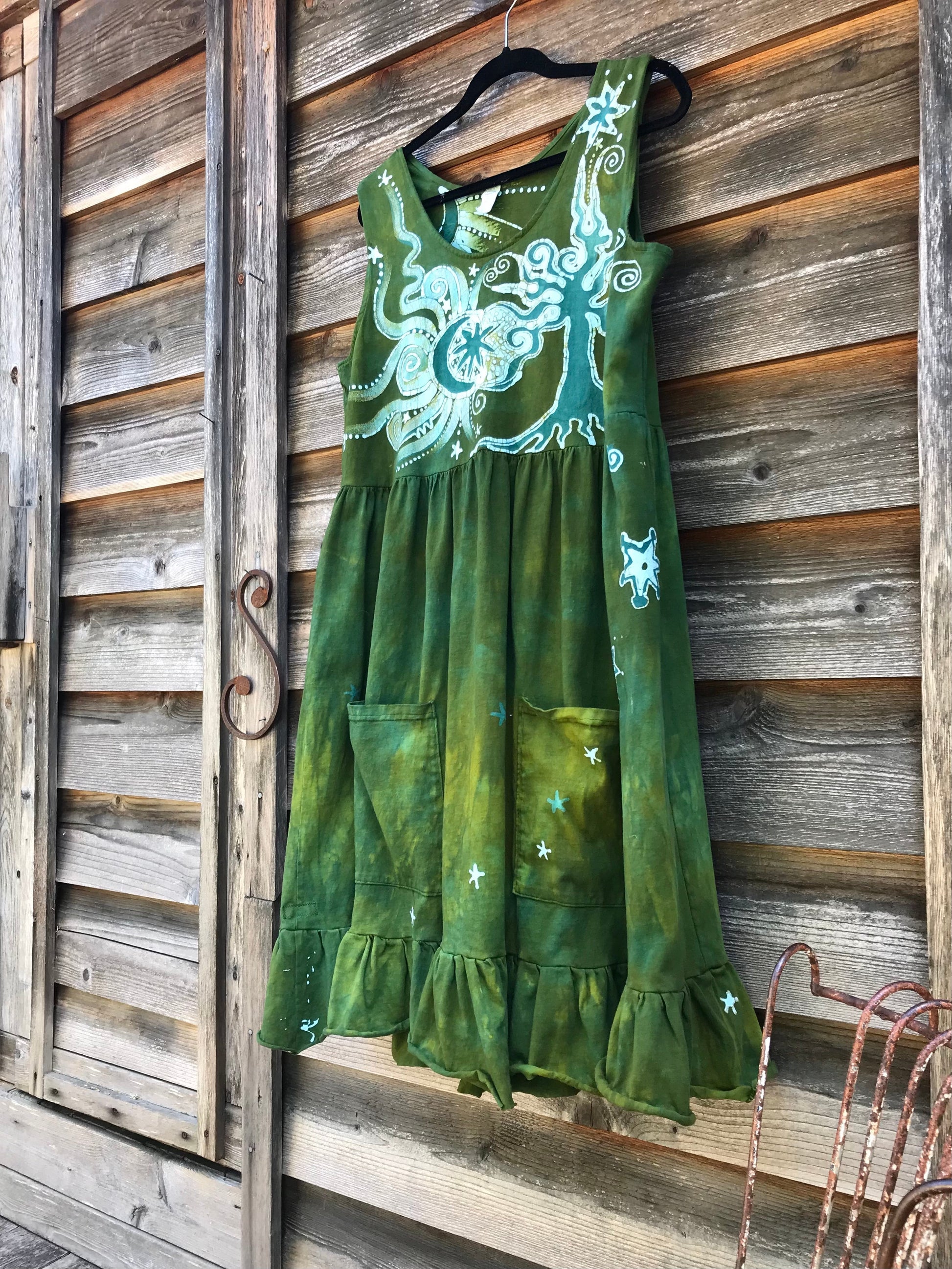 Green Valley Grove by the Forest - Farmer's Market Pocket Dress - Size 2X Batik Dresses Batikwalla 